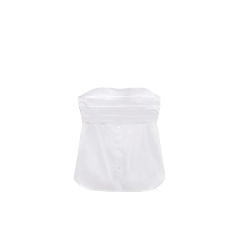 ZARA STRETCH POPLIN TOP WHITE SIZE s  | 4661/008/250_4